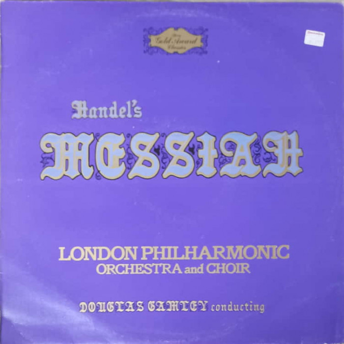 Disc vinil, LP. MESSIAH-Handel, London Philharmonic Orchestra, Choir, Douglas Gamley