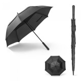 Umbrela din Pongee, Deschidere si Inchidere Automata, Husa, 94 cm, Negru