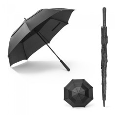 Umbrela din Pongee, Deschidere si Inchidere Automata, Husa, 94 cm, Negru