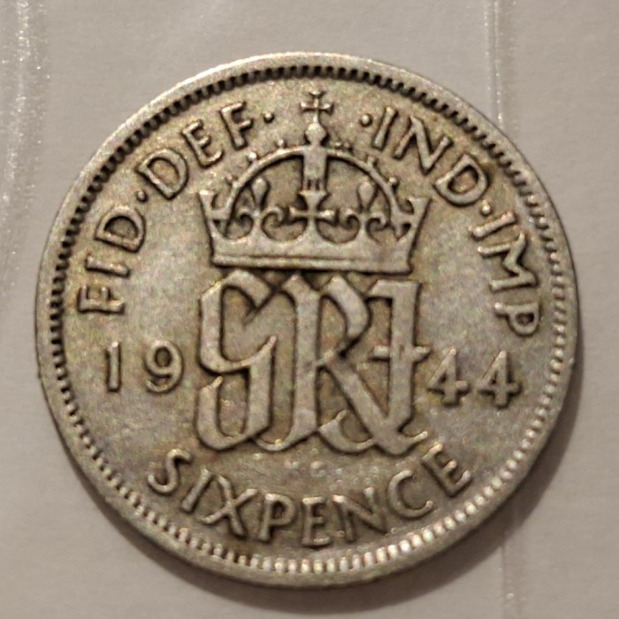 Anglia 6 pence 1944 argint