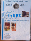 GERMANIA - FDC + MONEDA PROOF - 10 MARK 2001 A, MUZEUL NAVAL STRALSUND, Europa, Argint