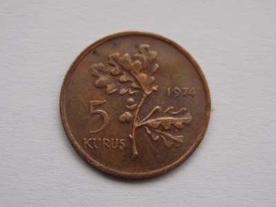 5 KURUS 1974 TURCIA (0.7 mm thick) foto