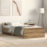 Cadru Pat Gossi 75x190 cm Stejar Artisan, Lemn Prelucrat, Fara Saltea, Tablie Cap/Picioare