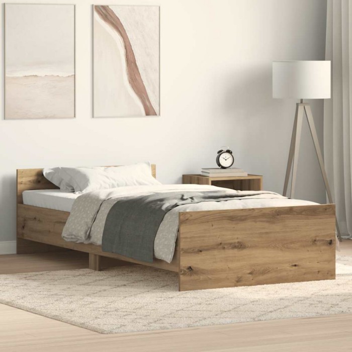 Gossi cadru de pat fara saltea stejar artisan 75x190cm lemn prelucrat