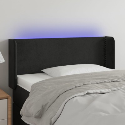 Gossi tablie de pat cu led, negru, 93x16x78/88 cm, catifea foto