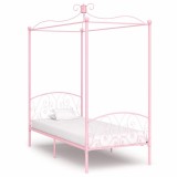 Cumpara ieftin Cadru de pat cu baldachin, roz, 90 x 200 cm, metal