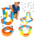 Set Constructie Magnetic Circuit Tren 65 Piese STEM cu Vehicul