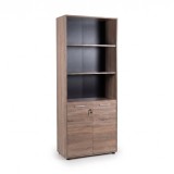 Cumpara ieftin Biblioteca Adore New York Office, 2 usi cu cheie, 3 rafturi fix, Natur, 72x187x34 cm