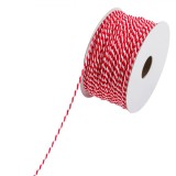 Decoratiune Brad Craciun, Siret, Model 20cm, Culori Rosu/Alb, Material Poliester, Oem