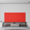 VidaXL Panouri perete 12 buc. roșu, 60x15 cm, piele ecologică, 1,08 m&sup2; 343983