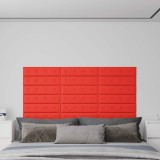 vidaXL Panouri perete 12 buc. roșu, 60x15 cm, piele ecologică, 1,08 m&sup2;