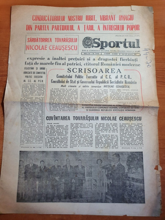 sportul 28 ianuarie 1985-cuvantarea lui ceausescu cu prilejul zilei de nastere