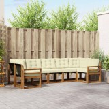 vidaXL Set de canapele de exterior cu pernă 7 pcs Natural și Crem 3369025