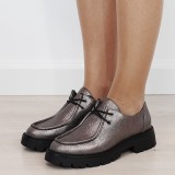 Cumpara ieftin Mocasini dama bronz metalizati cu siret DQY9011 02