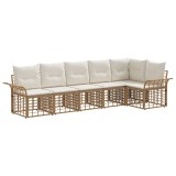 vidaXL Set de canapele de exterior 6 pcs Alb Natural și Crem Poliester 3437692