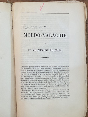 carte veche H Desprez La Moldo Valachie et le mouvement Roumain 1848 foto