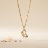 Colier Fluturele Luminii , Colier placat cu aur 14K cu zirconia albe