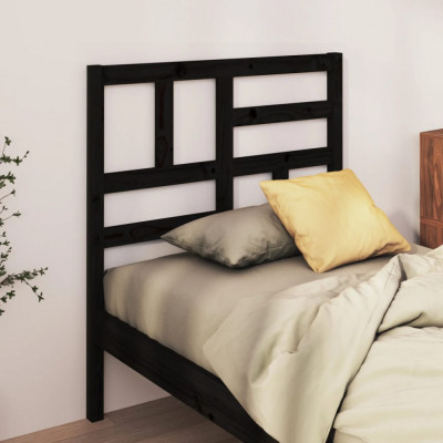 vidaXL Tăblie de pat, negru, 81x4x104 cm, lemn masiv de pin foto