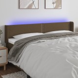VidaXL Tăblie de pat cu LED, maro &icirc;nchis, 163x16x78/88 cm, textil