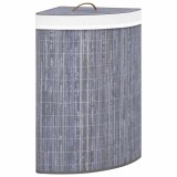 Cumpara ieftin Cos de rufe din bambus, pentru colt, gri, 60 L
