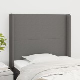 Cumpara ieftin Tăblie de pat cu aripioare gri &icirc;nchis 83x16x118/128 cm textil