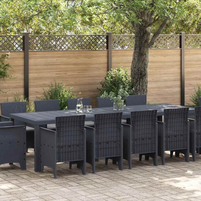 vidaXL Set de masă de grădină cu perne 13 pcs Antracit și gri deschis
