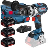 Bosch GSB 18V-110 C + 0615990L3T - Masina de gaurit si insurubat cu percutie 110 Nm valiza speciala + Set 3 acumulatori si incarcator Li-Ion 18 V 5 Ah