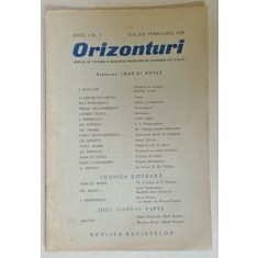 ORIZONTURI , REVISTA DE CULTURA A ASOCIATIEI PROFESORILOR SECUNDARI DIN GALATI ANUL I , NR. 1, 1938
