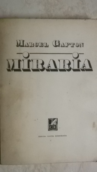 Marcel Gafton &ndash; Miraria (poezii)