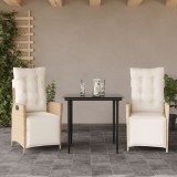 VidaXL Set mobilier de grădină cu perne, 3 piese, bej, poliratan