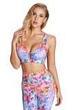BRA210-45 Bustiera sport multicolora cu decupaj keyhole in fata