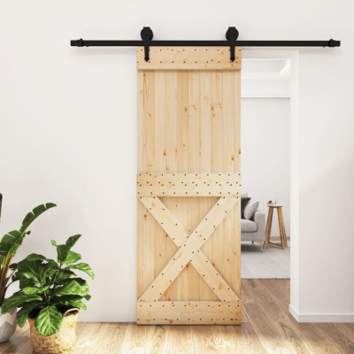 Ușă glisantă cu set de feronerie 80x210 cm, lemn masiv de pin foto