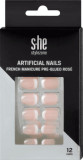 S-he colour&amp;style Unghii artificiale french rose cu lipici aplicat, 1 Set, She Colour&amp;Style