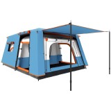 Outsunny Cort de Camping pentru 4-6 Persoane cu 2 Camere, Verandă și Geantă de Transport, 430x305x195 cm, Albastru | Aosom Romania