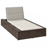 vidaXL Sezlong cu pernă plutitoare din polirattan maro 4104203