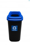 Cos Plastic Reciclare Selectiva, Capacitate 28l, Plafor Sort - Negru Cu Capac Albastru - Hartie