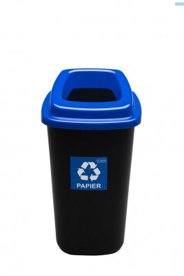 Cos Plastic Reciclare Selectiva, Capacitate 45l, Plafor Sort - Negru Cu Capac Albastru - Hartie foto