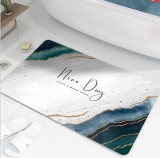 Covor de baie universal ZYTEQ&reg;️, din diatom, absorbant, antiderapant, design rulabil pentru depozitare usoara, 40x60 cm, alb cu albastru