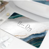 Covor de baie universal ZYTEQ&reg;️, din diatom, absorbant, antiderapant, design rulabil pentru depozitare usoara, 40x60 cm, alb cu albastru