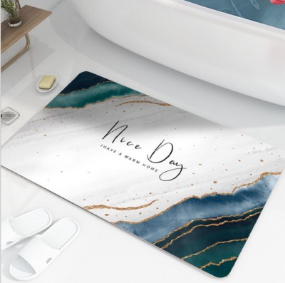 Covor de baie universal ZYTEQ&amp;reg;️, din diatom, absorbant, antiderapant, design rulabil pentru depozitare usoara, 40x60 cm, alb cu albastru foto