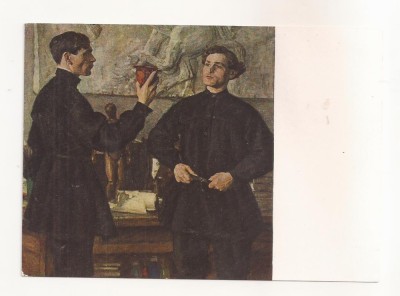 FA96 -Carte Postala- RUSIA - State Tretyakov Gallery - M.V. Nesterov, Portrait of P.D Korin and A.D. Korin, necirculata 1968 foto