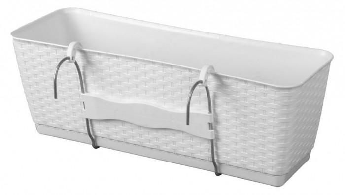 Pot RATOLLA Case PW 500, alb, bază, cu suport pentru balustradă, 49x17x17,4 cm