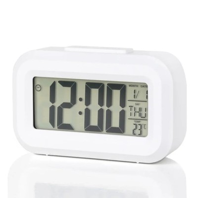 Mini ceas digital LED, diverse functii, ora, data, temperatura, alarma, 9x5x2.5 cm - Alb foto