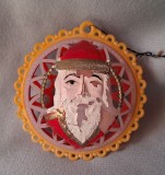 Globulet vechi romanesc, perioada socialista, anii 1970, imagine MOS GERILA, glob pentru bradul de Craciun, globuri de colectie