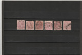 RO - 1890/91 LP 47 a - CIFRA IN PATRU COLTURI LOT 6 TIMBRE STAMPILATE 1 1/2 BANI