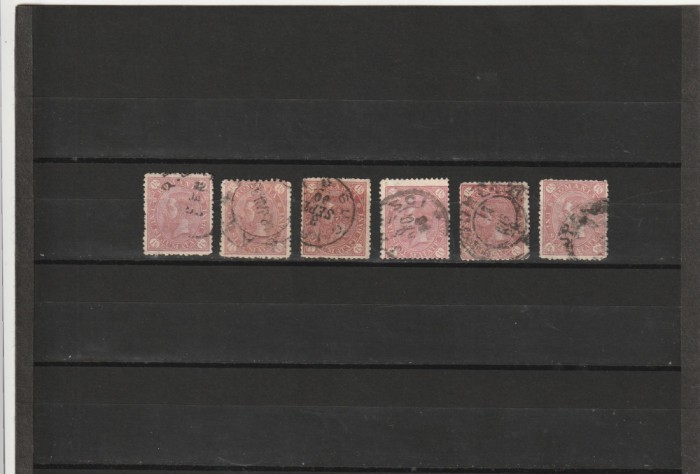 RO - 1890/91 LP 47 a - CIFRA IN PATRU COLTURI LOT 6 TIMBRE STAMPILATE 1 1/2 BANI