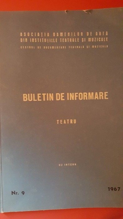 Buletin de informare TEATRU nr. 9- Uz intern 1967