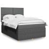 VidaXL Pat box spring cu saltea, gri &icirc;nchis, 140x190 cm, textil 3292045
