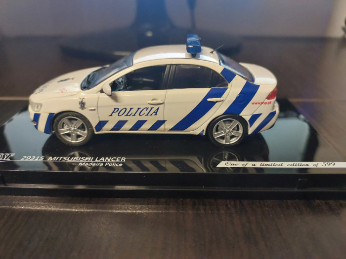 Macheta MITSUBISHI LANCER POLITIA PORTUGHEZA MADEIRA - Vitesse, scara 1/43,noua.