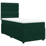 Cumpara ieftin Pat continental cu saltea, verde inchis, 80x200 cm, catifea